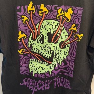MEDIUM Lurking Class Sketchy Tank Neon Mushroom Skull Shirt